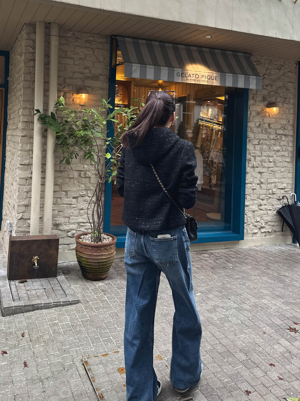 💕小香風粗花呢蓮帽短外套