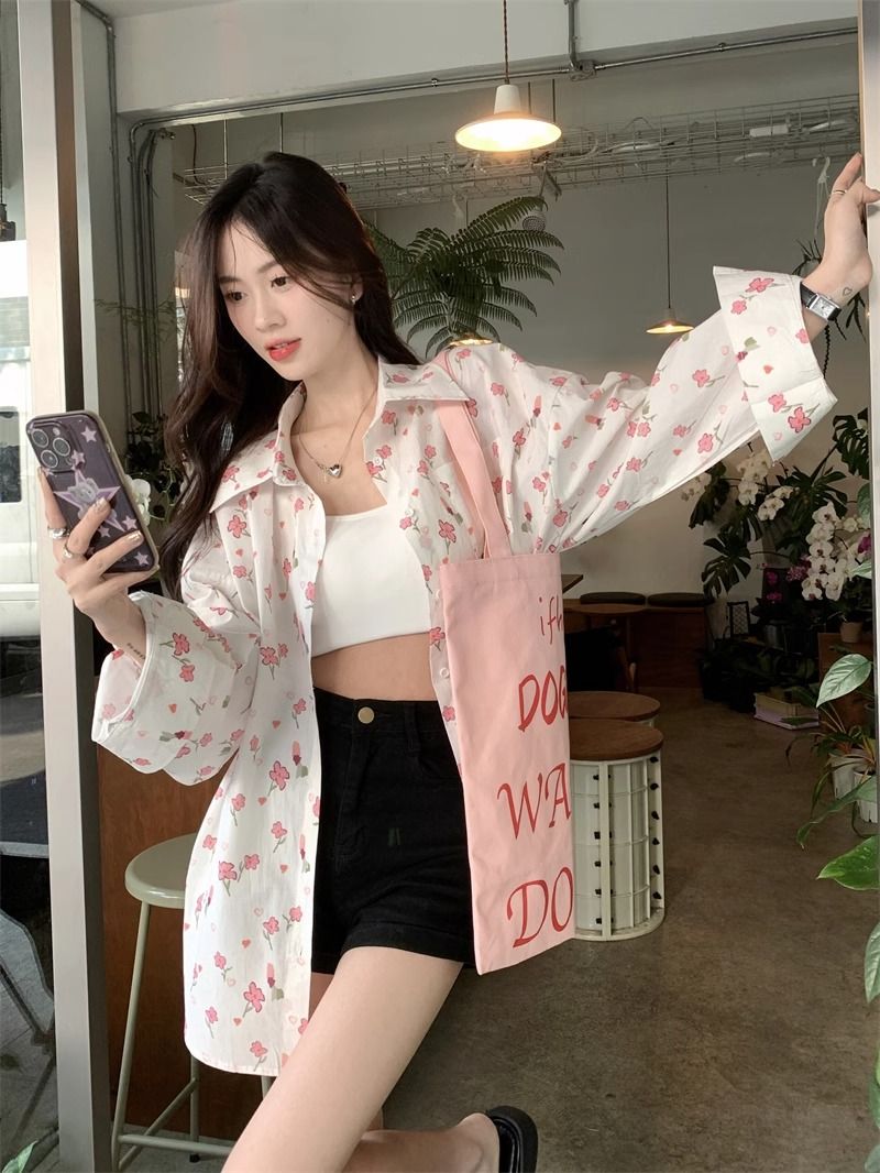 💕甜美薄款小花朵防曬襯衫外搭