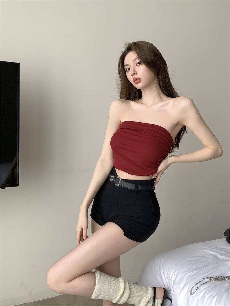 💕氣質百搭彈力修身短款抹胸背心單品