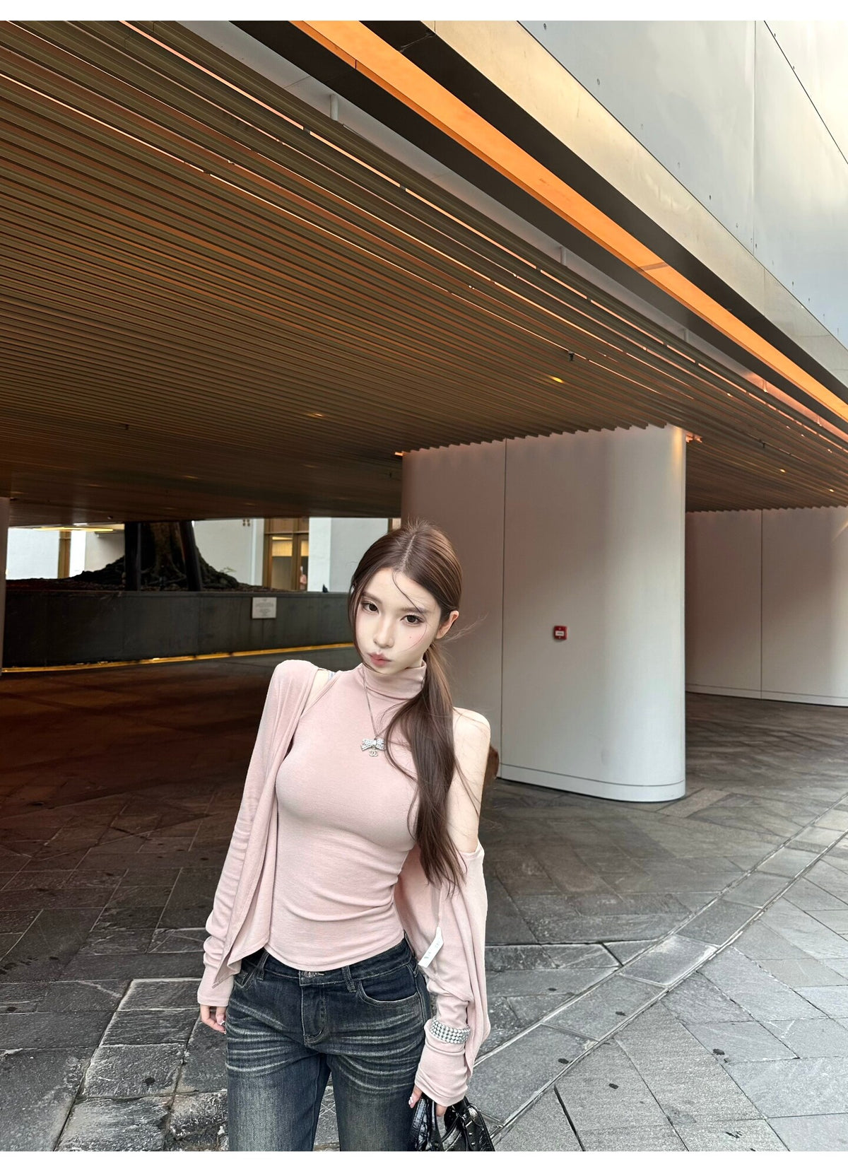 💕溫柔奶氣無袖半高領針織背心+開衫兩件套