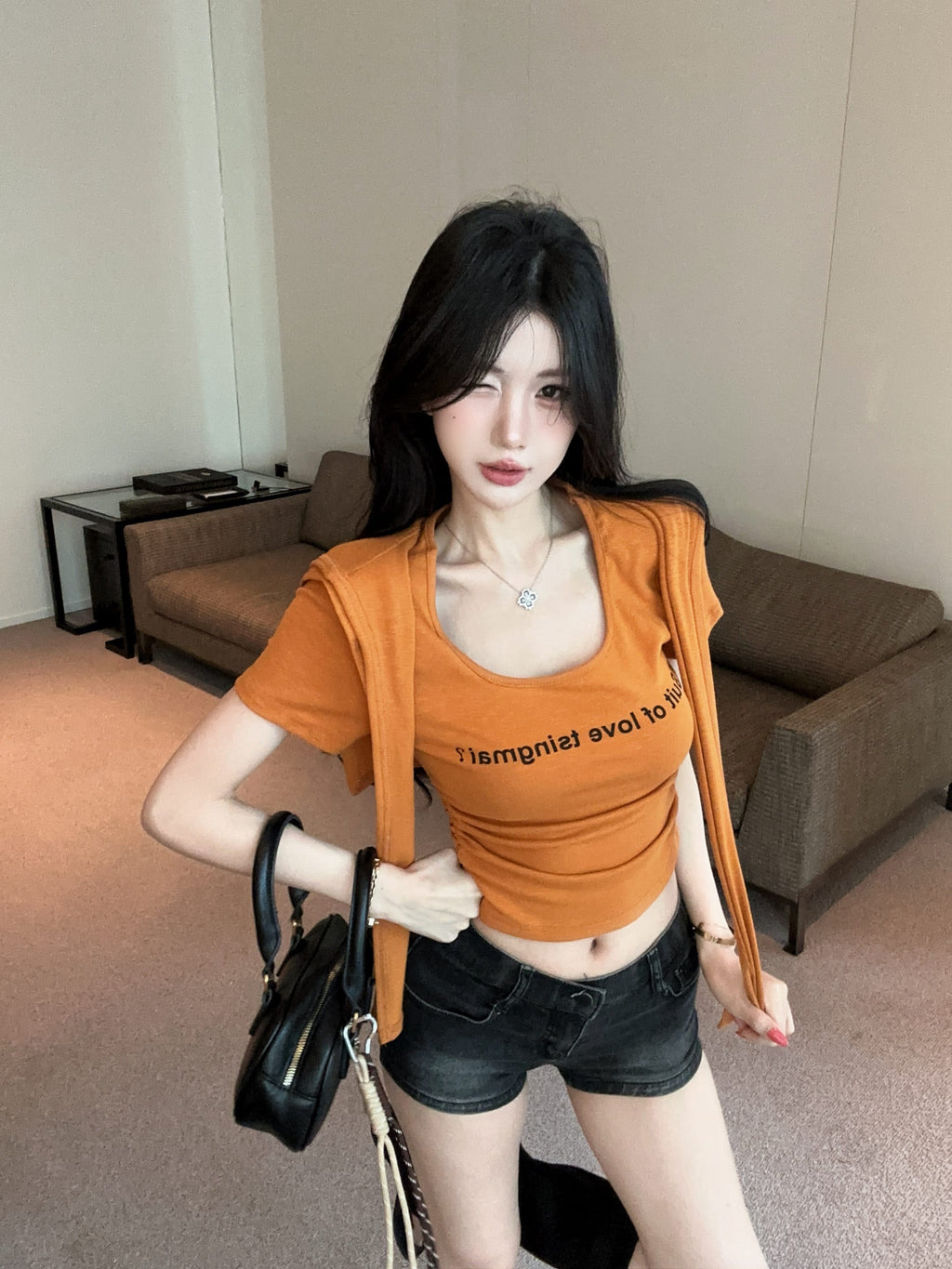 💕夏季時尚百搭圓領連帽披肩兩件套
