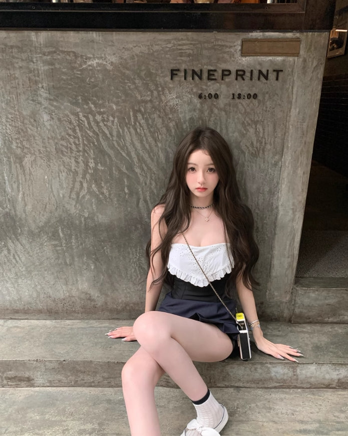 💕醇甜歐蕾可拆卸肩帶魚骨抹胸上衣