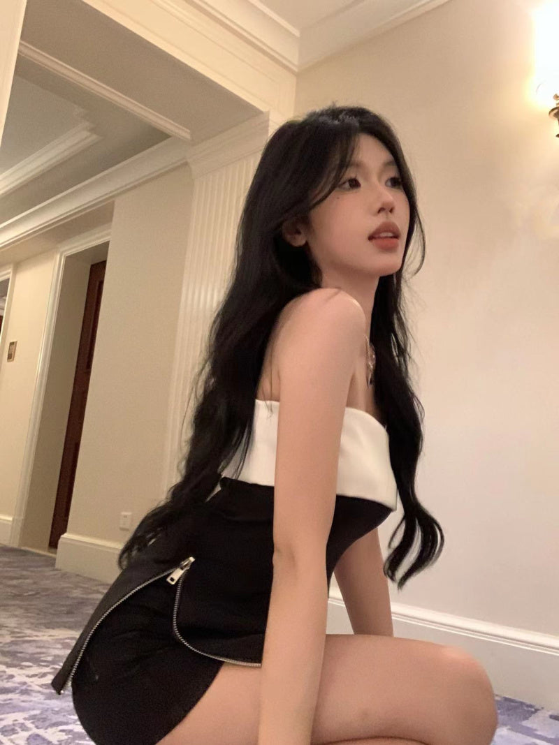 💕高級感撞色小香抹胸甜辣上衣