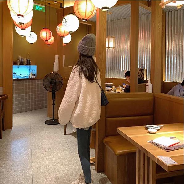 💕chic韓系羊羔毛加厚寬鬆百搭短外套