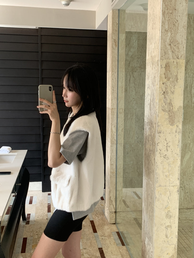 💕韓系chic水貂毛馬甲毛毛外套