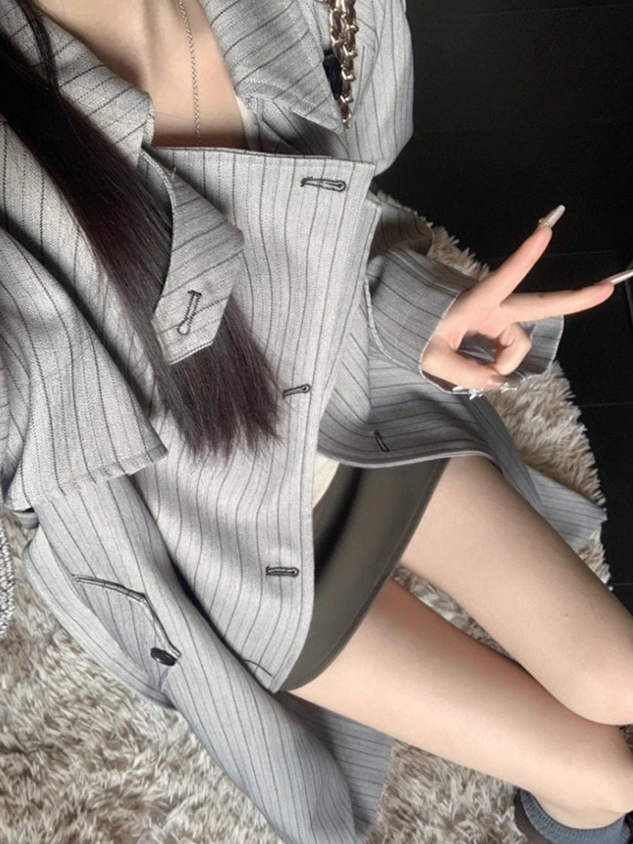 💕ins秋季韓系中長款西裝大衣