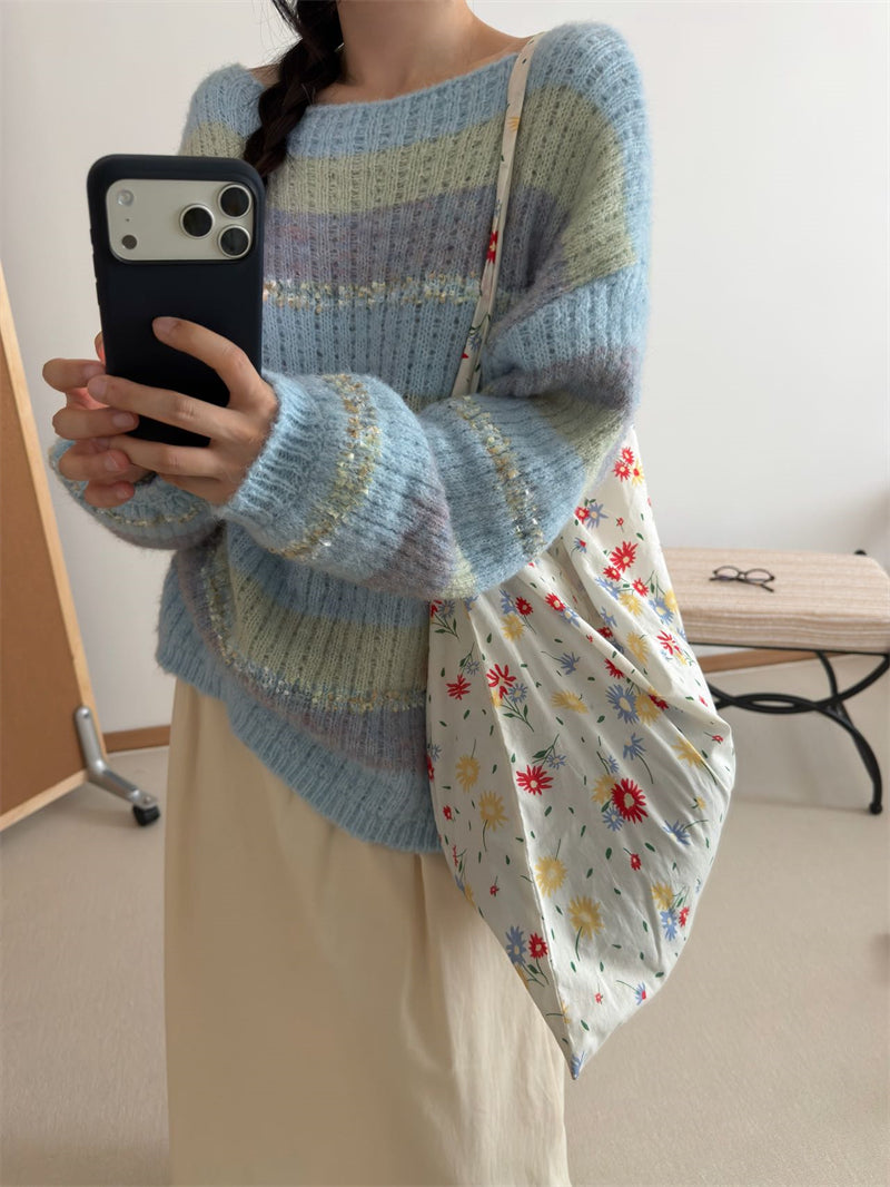 💕高級感溫柔韓系混色羊毛針織衫
