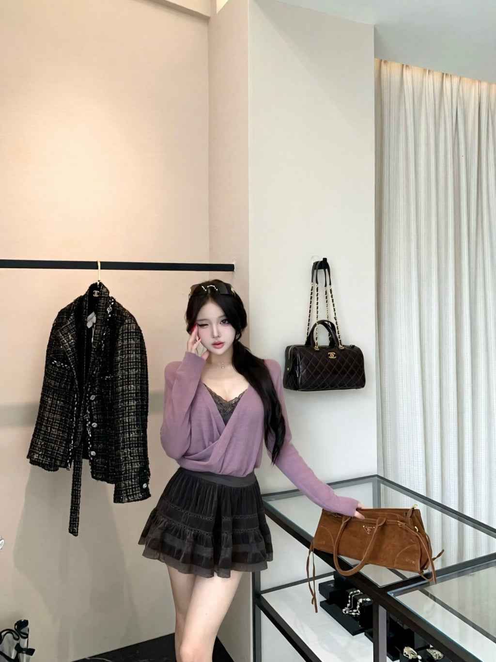 💕甜美純欲交叉設計感開衫內搭吊帶三件套