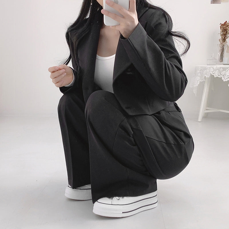 💕chic秋季寬鬆休閒西裝長褲兩件套