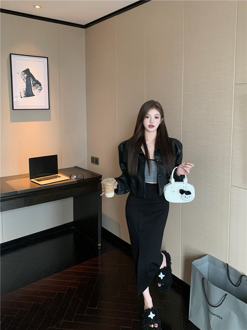 💕甜酷系炸街短款皮衣夾克外套