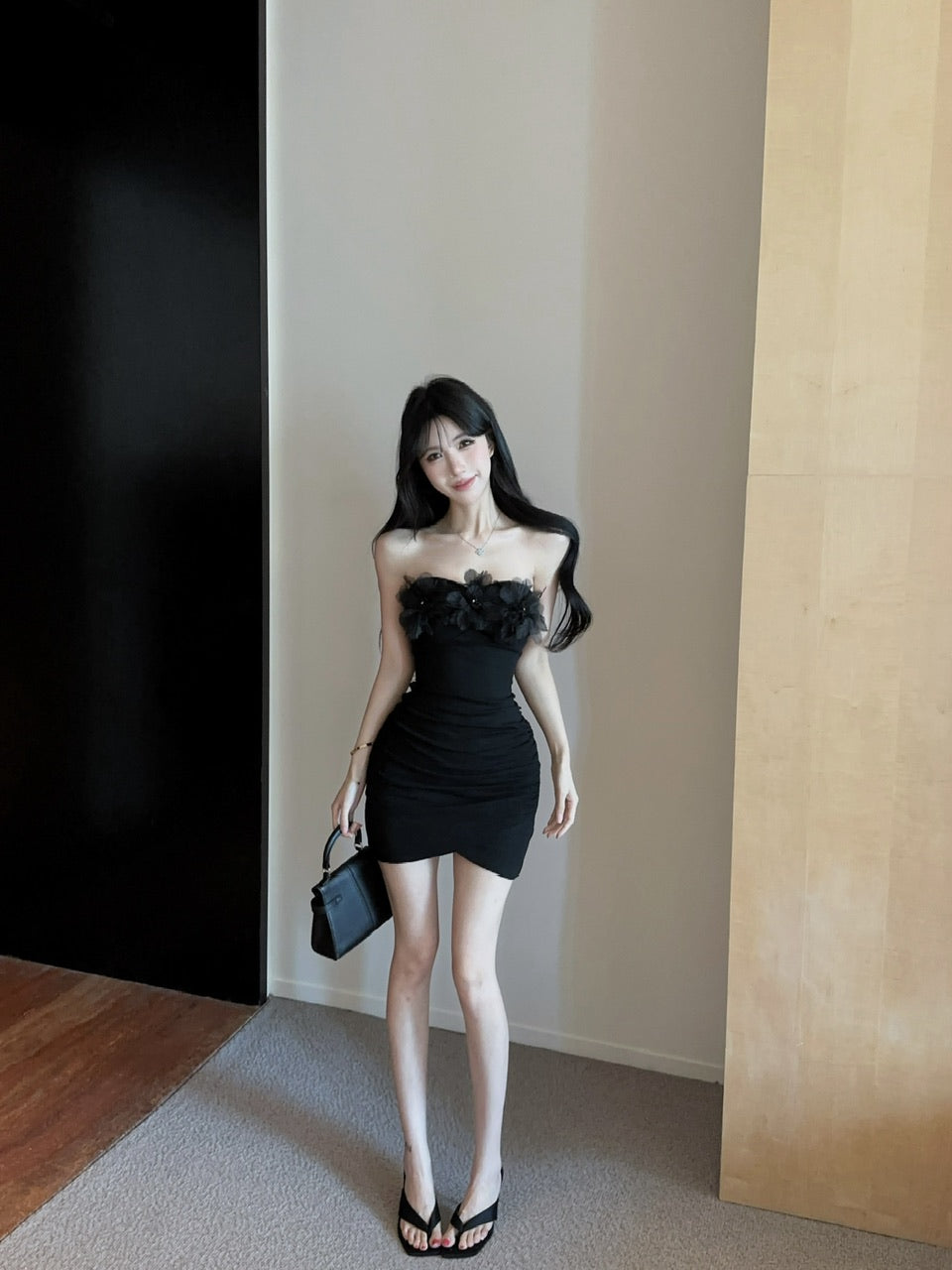 💕簡約氣質包臀抹胸連衣裙