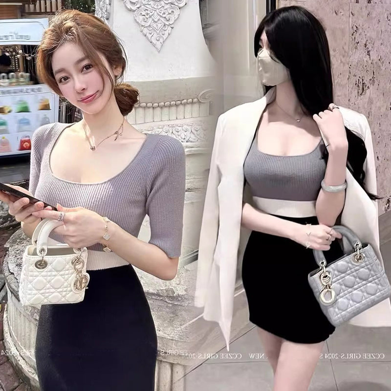 💕撞色拼接氣質連身裙