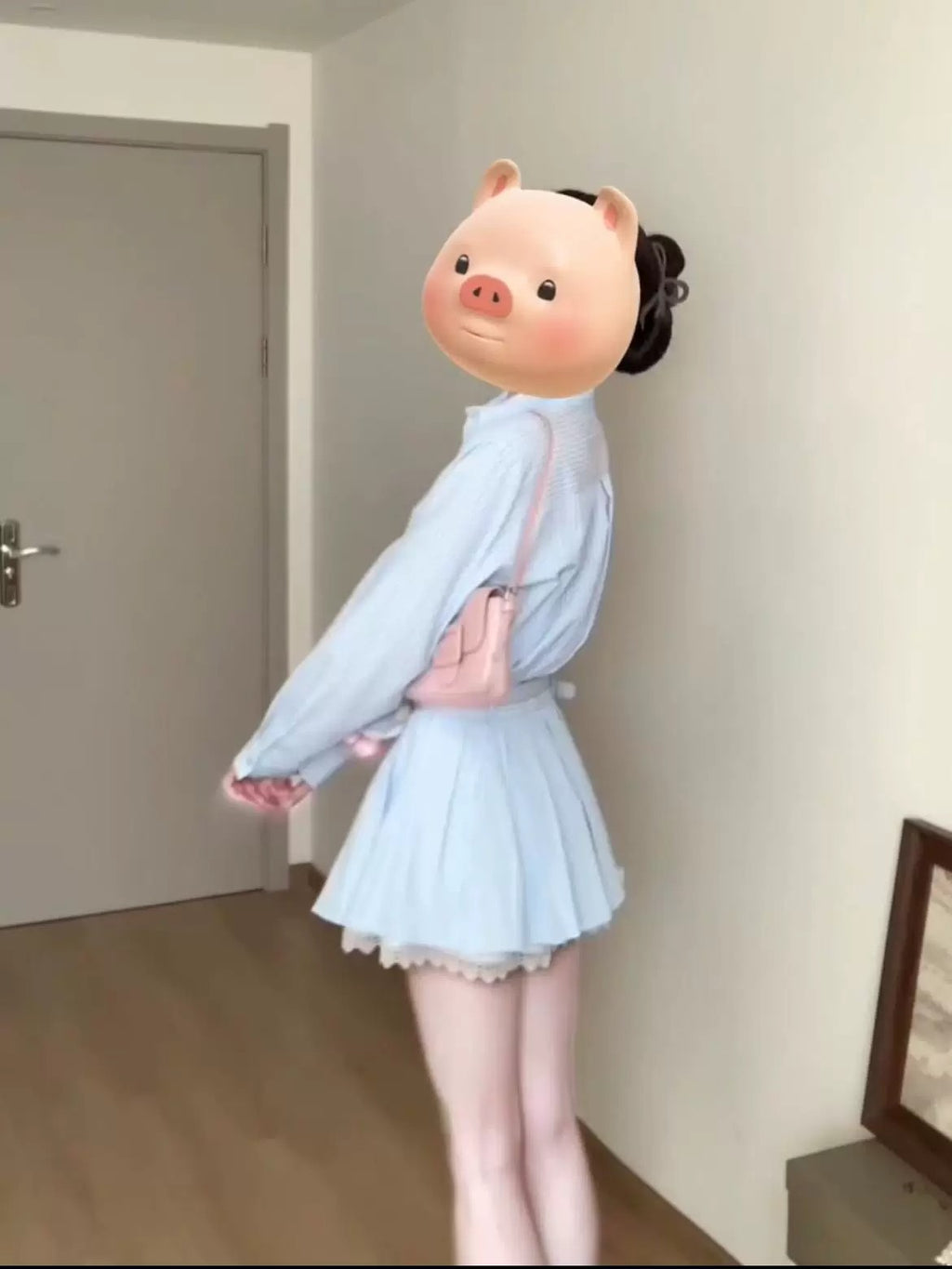 💕春夏小個子收腰有腰帶條紋襯衫連身裙