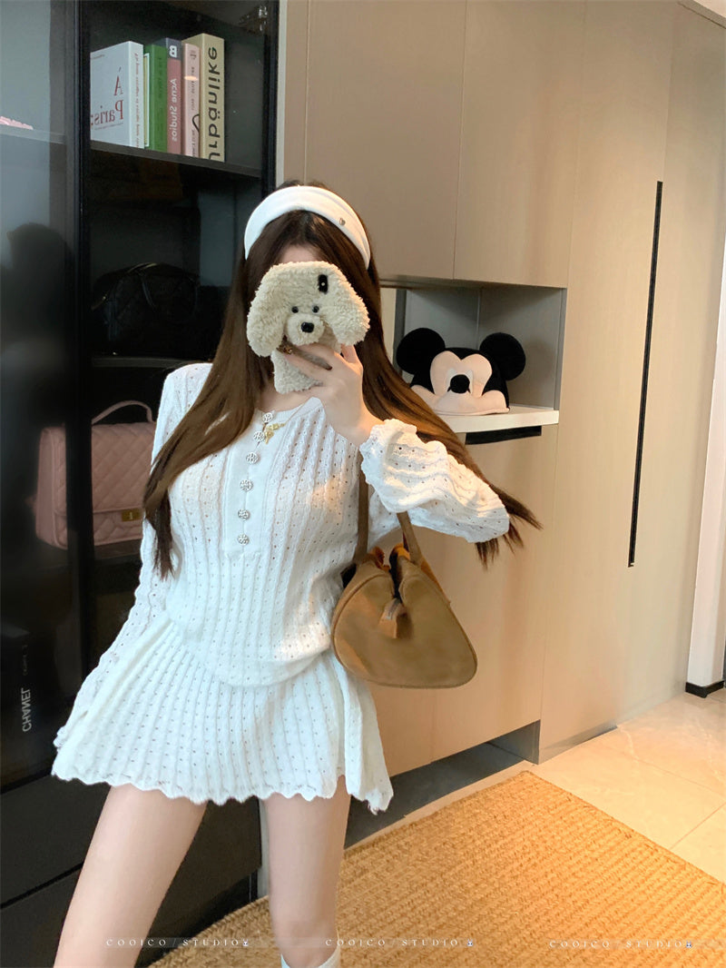 💕氣質優雅法式小香風針織套裝