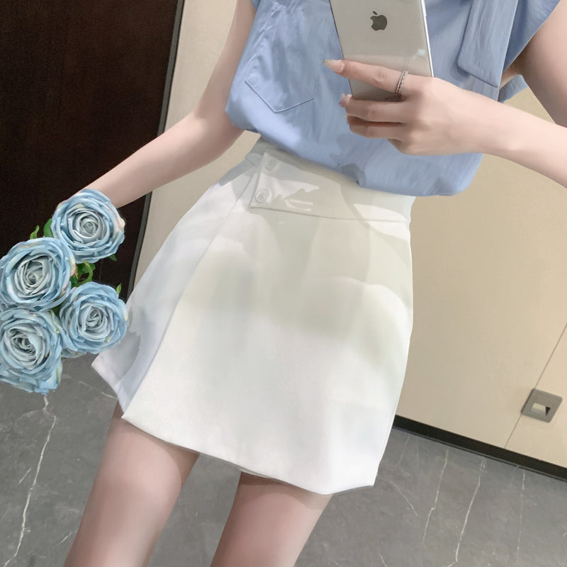 💕氣質飛飛袖系帶襯衫顯瘦套裝