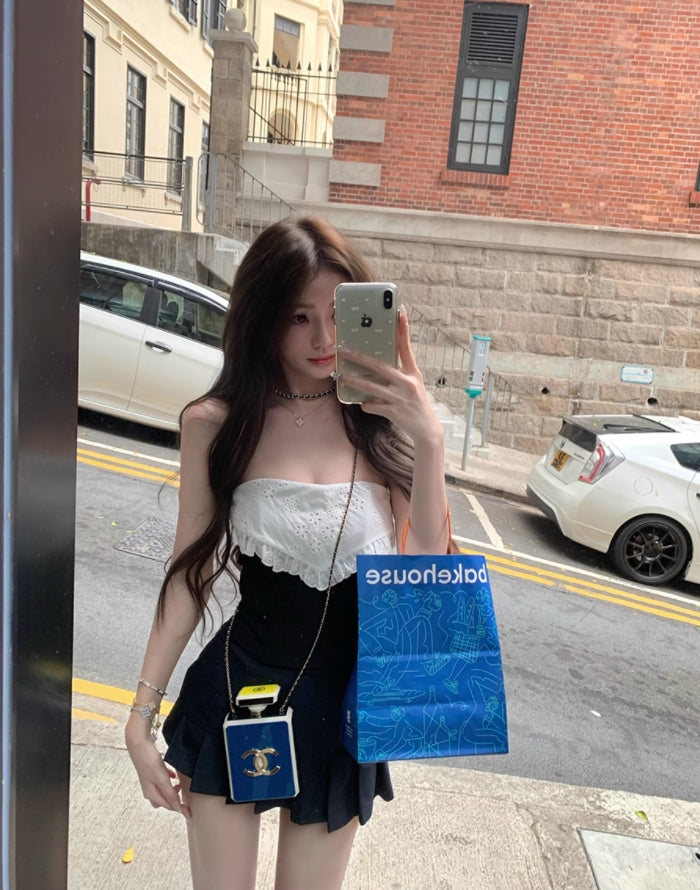💕醇甜歐蕾可拆卸肩帶魚骨抹胸上衣