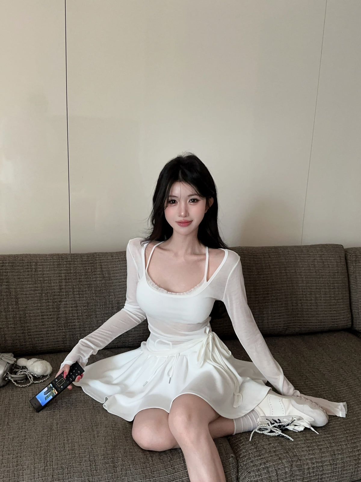💕海邊度假防曬蕾絲吊帶抽繩三件套