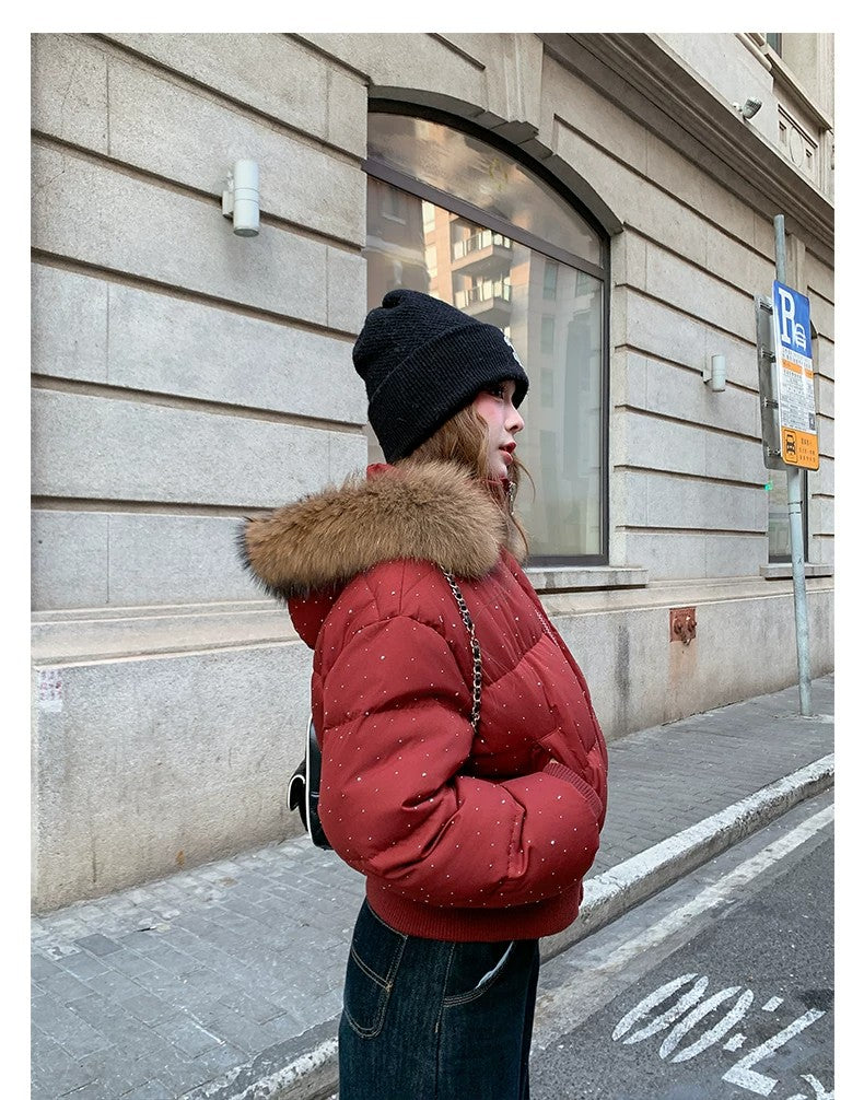 💕冬天滿天星燙鑽保暖羽絨外套