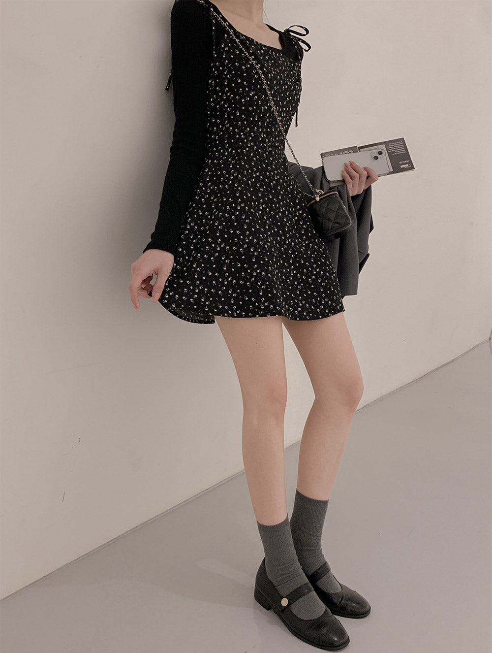 💕韓系氣質甜美休閒百搭碎花系帶小個子連衣吊帶裙