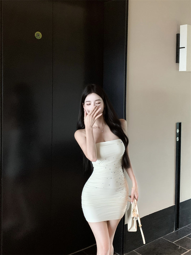 💕夏季性感網紗絕美抹胸包臀短裙