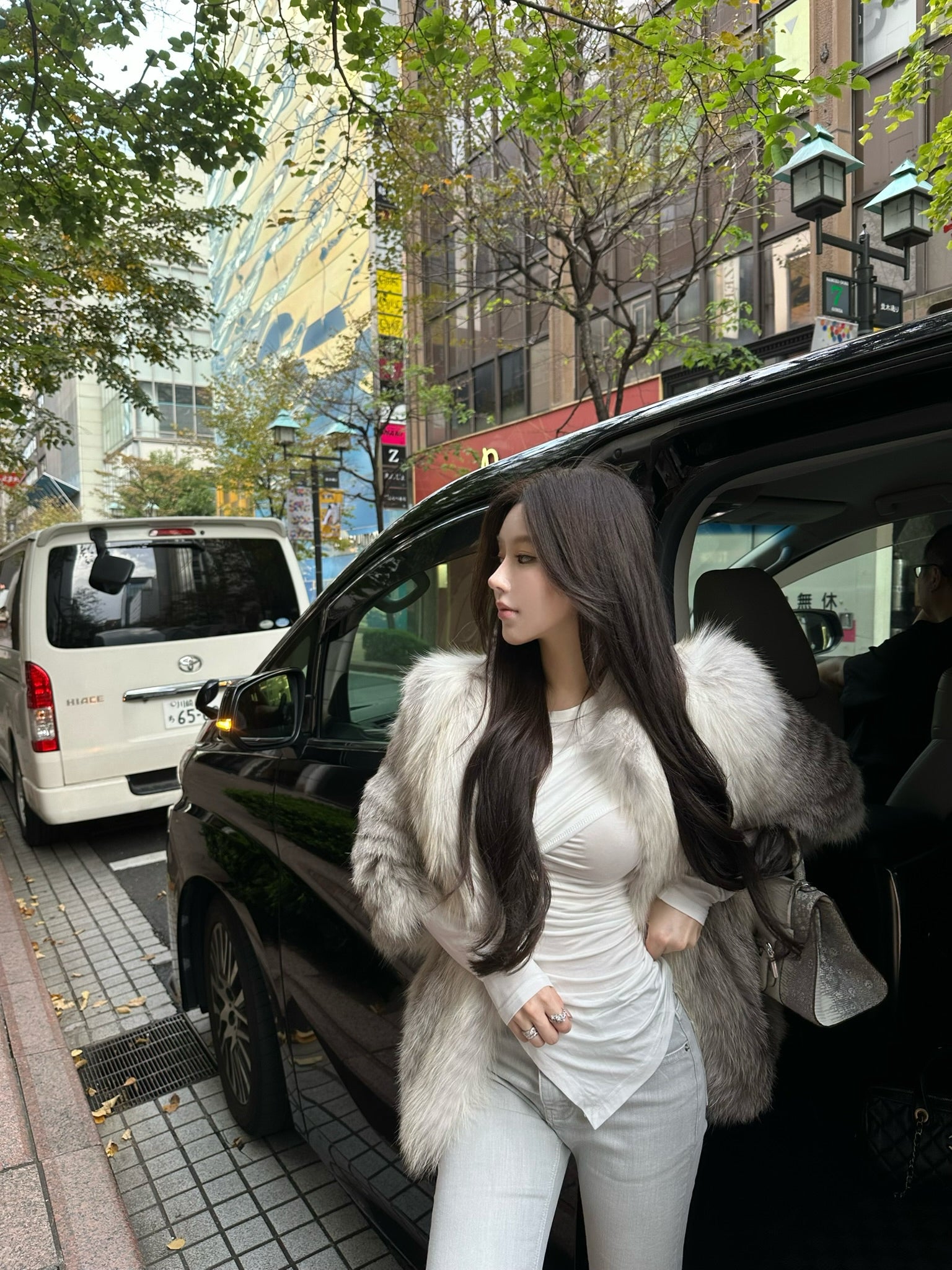 💕復古灰藍微喇叭牛仔長褲