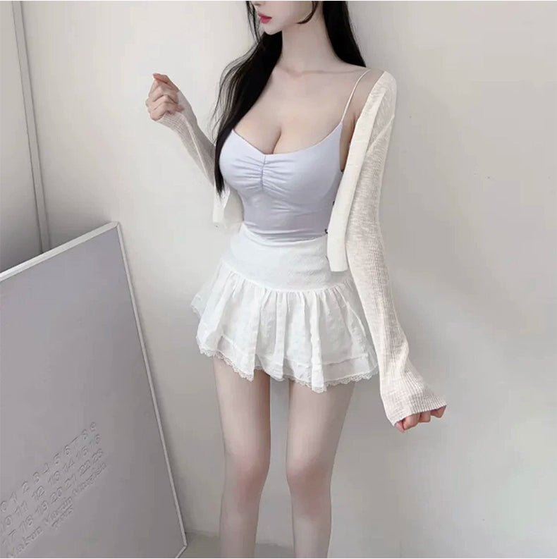 💕韓系東大門芭蕾荷葉邊高腰澎澎裙
