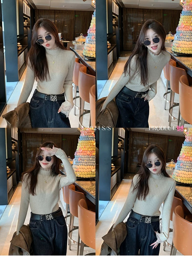 💕可愛小香風內搭針織打底半高領上衣