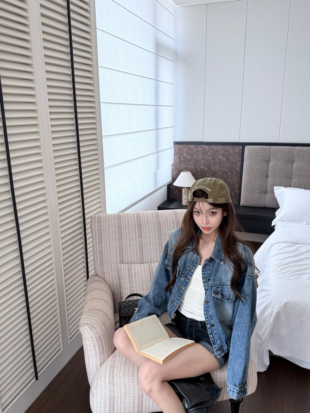 💕小眾設計磨白復古寬鬆短款牛仔外套
