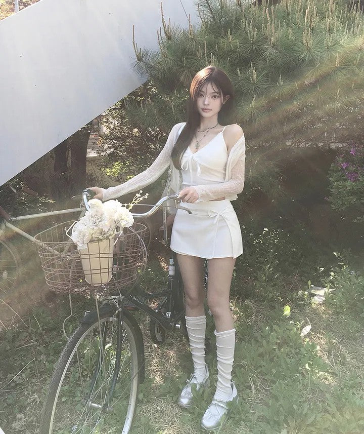 💕溫柔蝴蝶結別緻開衩半身高腰包臀短裙