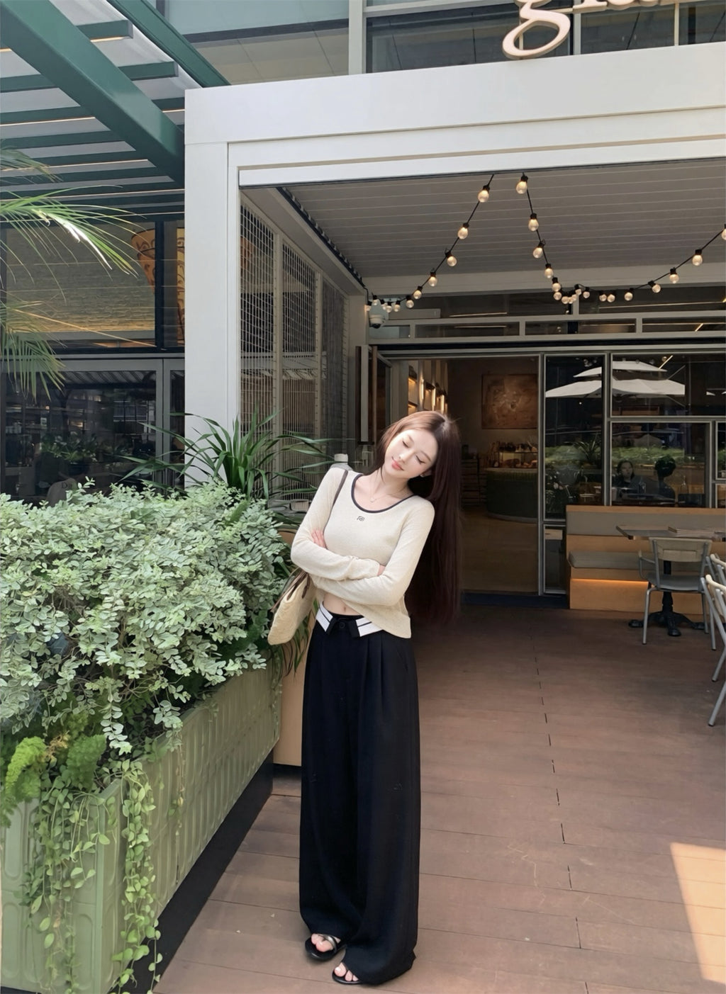💕韓系簡約百搭圓領字母印花撞色長T