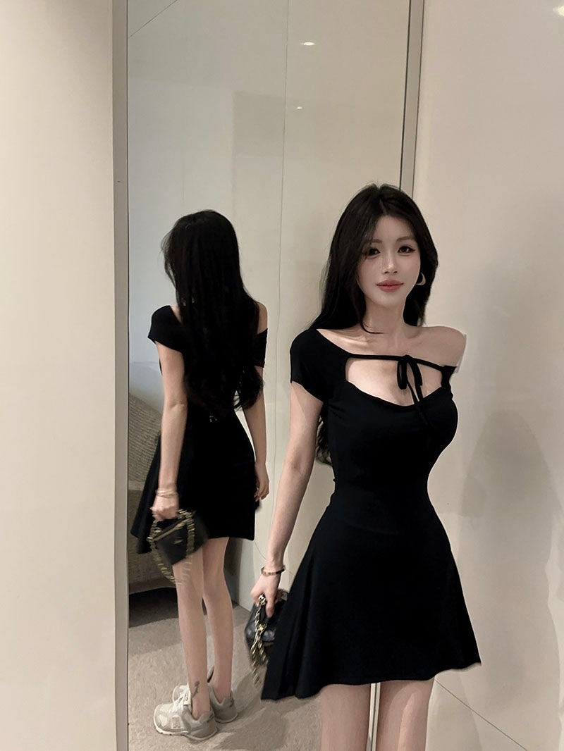💕氛圍感系帶針織純御小黑裙