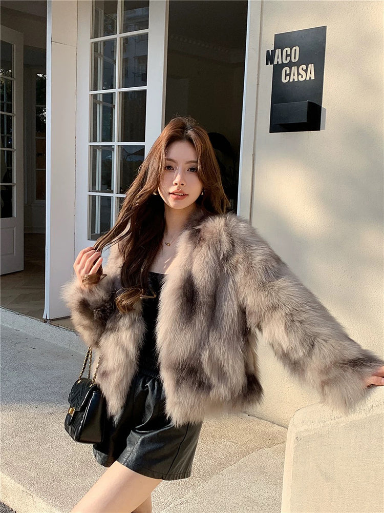 💕冬季淡奶可可暈染富貴毛毛外套