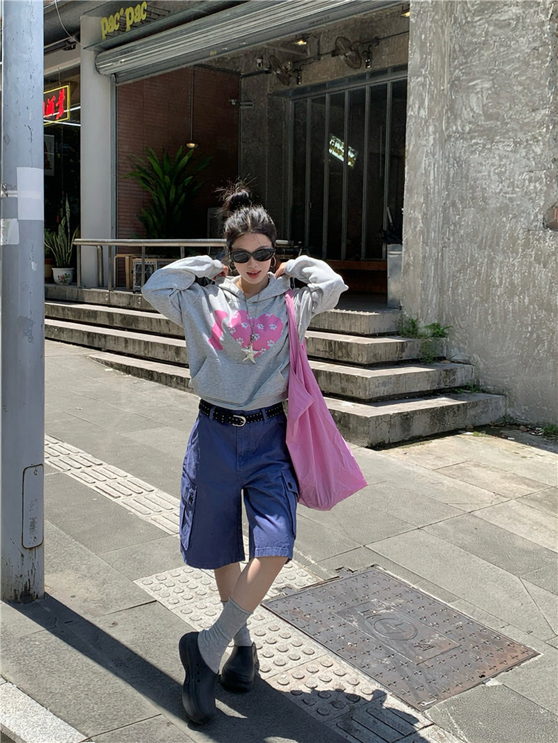 💕韓系愛心印花短款連帽衛衣