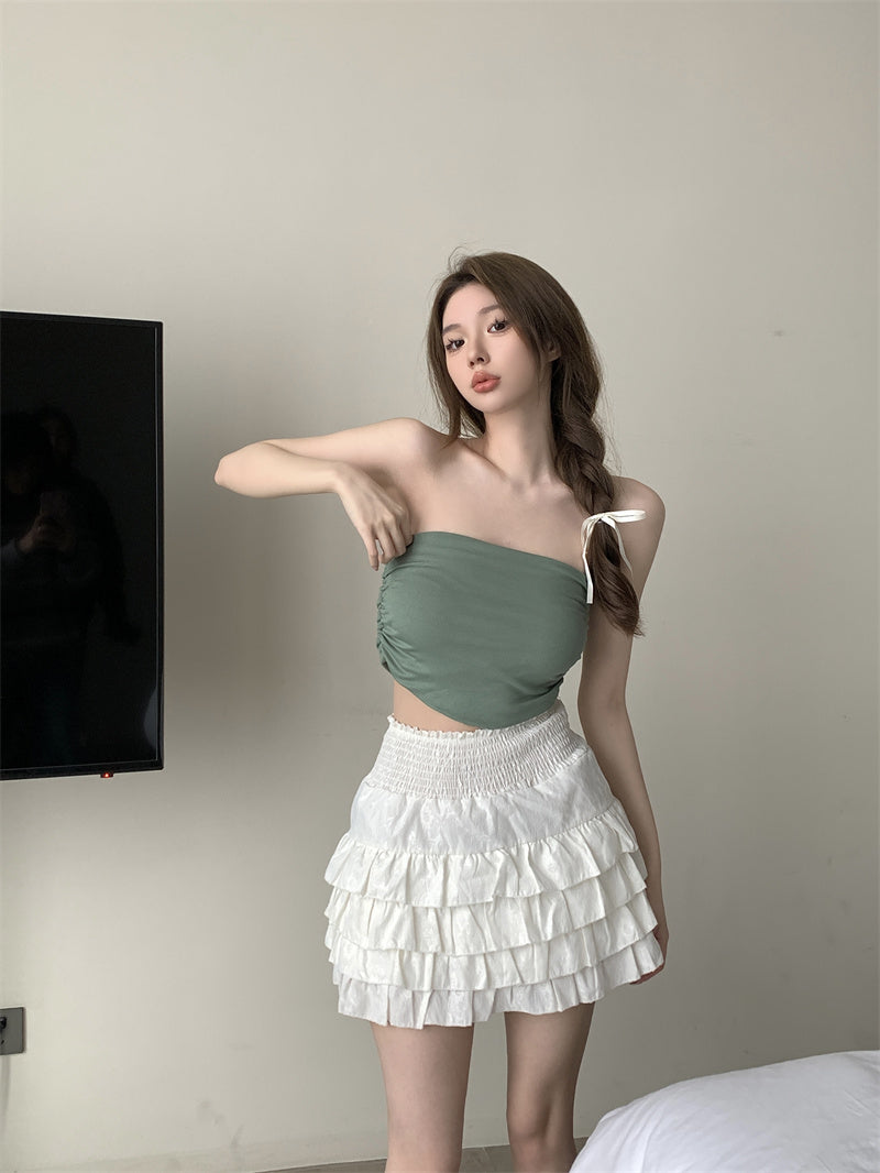 💕氣質百搭彈力修身短款抹胸背心單品
