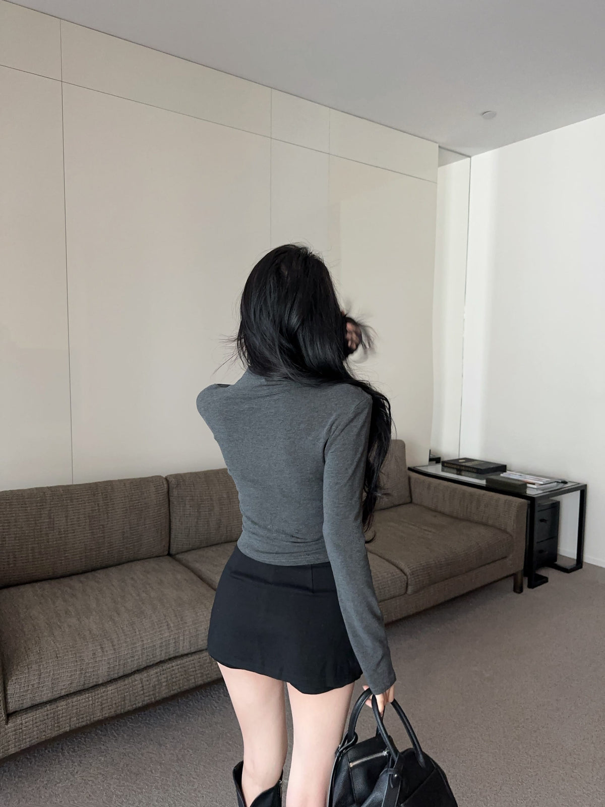 💕甜酷颯設計長袖翻領雙拉鍊顯瘦外套